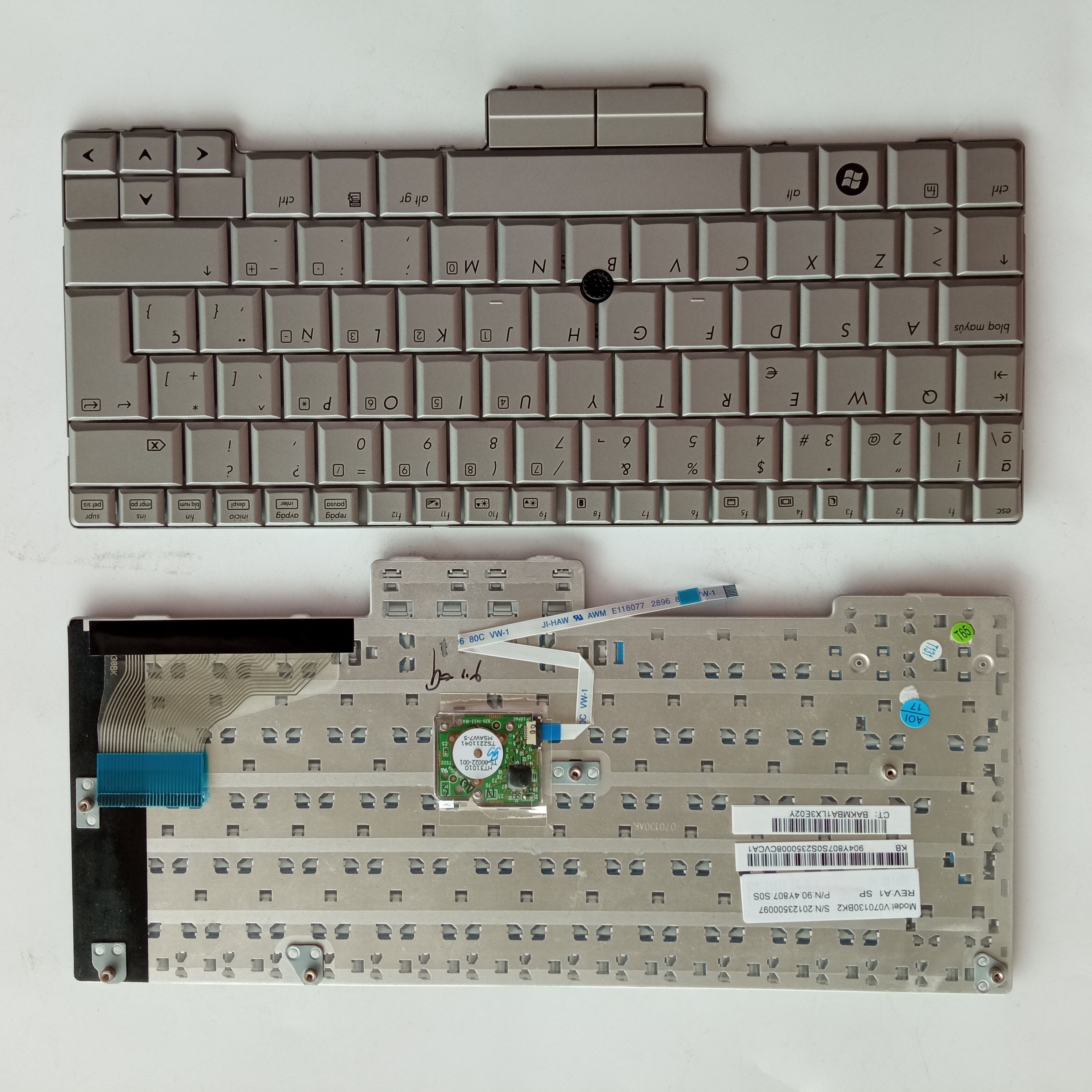 Picture of New Replacement Laptop Keyboard For HP 2710/2730 SILVER With Point SP Layout